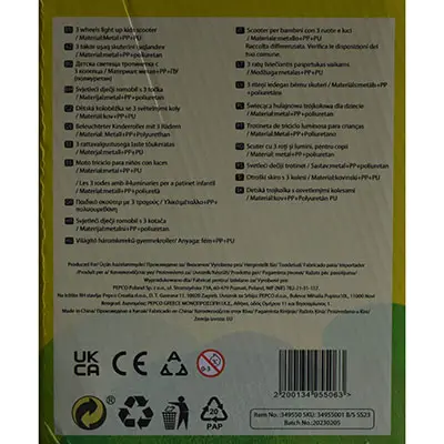 Foto aus der offiziellen Meldung: 3 Wheels Light Up Kids Scooter Spielzeugroller — Risiko: Verletzungen