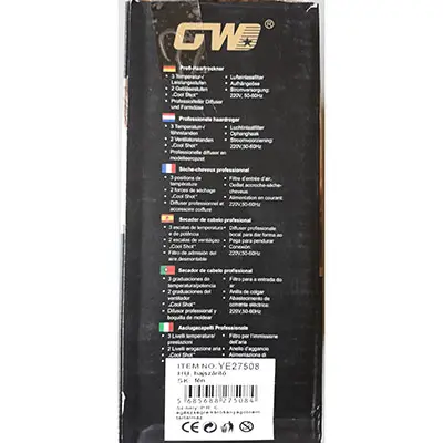 Photo de l’avis officiel: GW Foldable Hair Dryer Sèche-cheveux — risque: Choc électrique