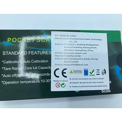 Photo from the official notice: Pocket scale — environment risk