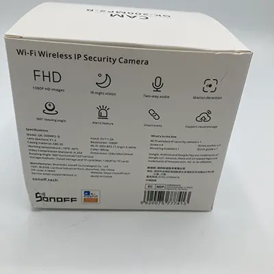 Photo de l’avis officiel: Sonoff Wi-Fi wireless IP Security camera Caméra — risque: Environnement
