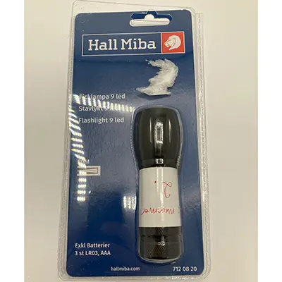 Foto do aviso oficial: Hall Miba Flashlight 9 led Lanterna — risco: Ambiente