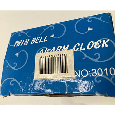 Photo from the official notice: CLOCK Twin bell alarm clock — environment risk