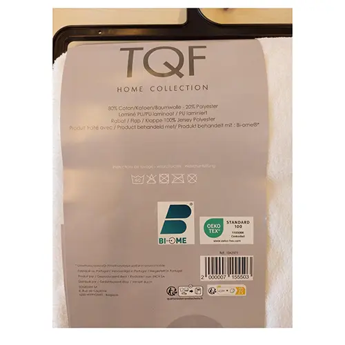 Photo de l’avis officiel: TQF Home Collection Protecteur de matelas — risque: Risque chimique & Environnement