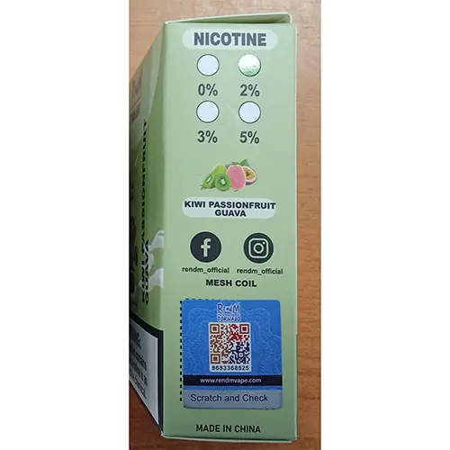 Photo de l’avis officiel: RENdM TORNADO Cigarette électronique jetable — risque: Risque chimique (SR/00548/25)