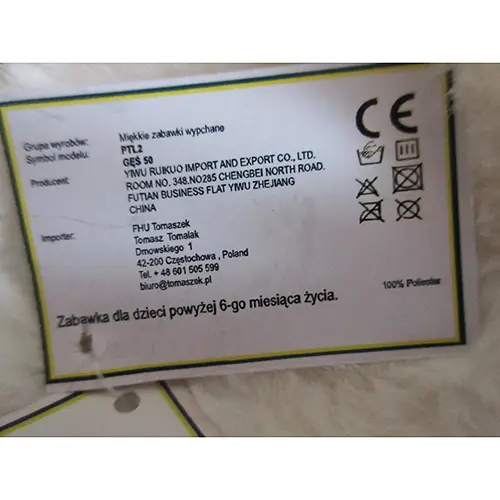Foto do aviso oficial: GES 50 Brinquedo macio — risco: Engasgamento