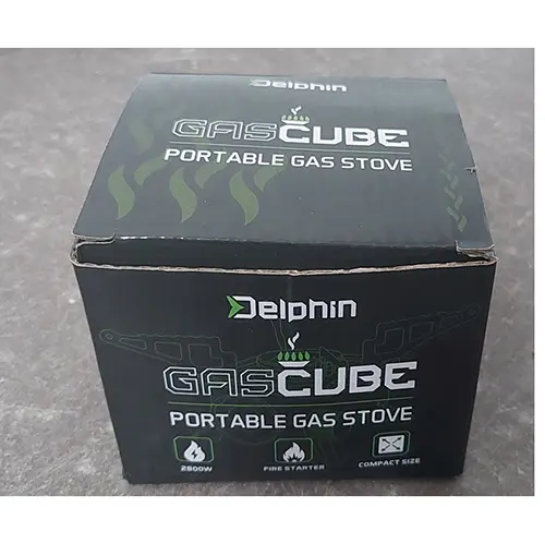 Photo from the official notice: DELPHIN GASCUBE portable gas stove — burns risk