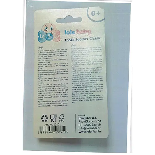 Foto uit de officiële melding: Lola baby Lo&amp;La Soother Classic 0+ Fopspeen — risico: Verstikking door inslikken & Verstikking door zuurstofgebrek