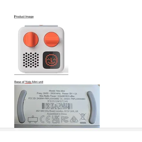 Foto uit de officiële melding: Yoto MINI Mobiele luidspreker — risico: Brand