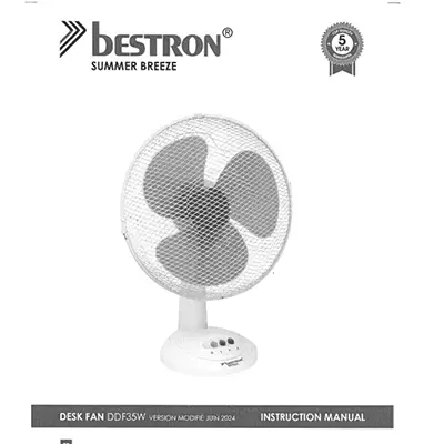 Foto dell’avviso ufficiale: BESTRON SUMMER BREEZE Ventilatore da scrivania — rischio: Scossa elettrica