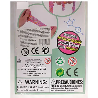 Foto dell’avviso ufficiale: Sequin Slime Set di melma giocattolo — rischio: Rischio chimico