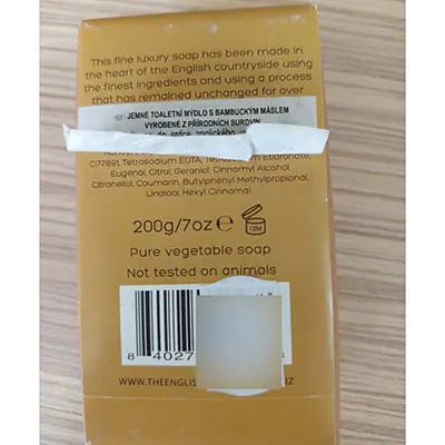 Photo de l’avis officiel: THE ENGLISH SOAP COMPANY ACACIA HONEY Savon — risque: Risque chimique