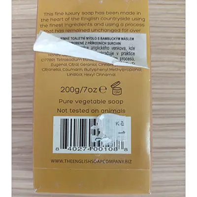 Photo de l’avis officiel: THE ENGLISH SOAP COMPANY ACACIA HONEY Savon — risque: Risque chimique