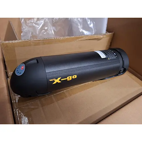 Foto uit de officiële melding: X-Go E-Bike Lithium-Ion Battery (Bullet) Batterij — risico: Brand (OR/00039/25)