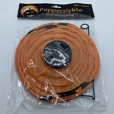 Photo from the official notice: Papperslykta med LED-belysning halloween lantern — environment risk
