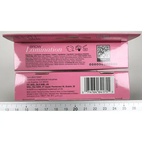 Foto aus der offiziellen Meldung: Ardell Professional Brow Lamination Brauenlaminierungskit — Risiko: Chemikalie