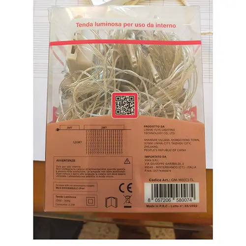 Photo de l’avis officiel: GINMA 160 led Chaîne d'éclairage — risque: Choc électrique & Incendie