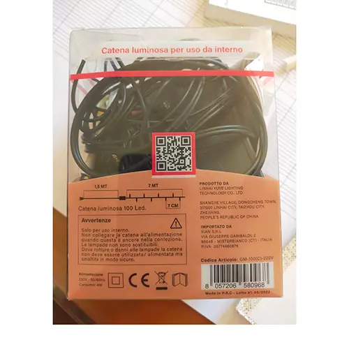 Photo de l’avis officiel: GINMA 100 Led Chaîne d'éclairage — risque: Choc électrique & Incendie (SR/00828/25)