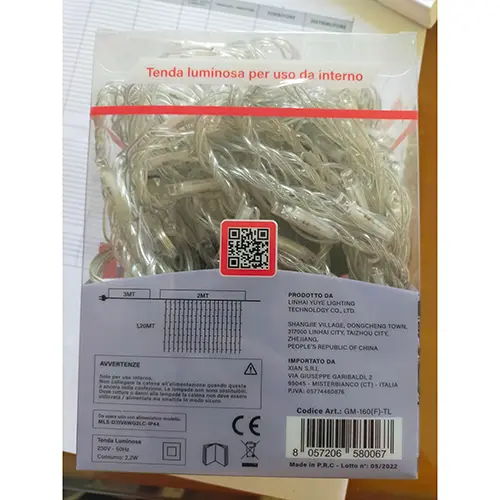 Foto do aviso oficial: GINMA Tenda luminosa led Corrente de iluminação — risco: Choque elétrico & Incêndio