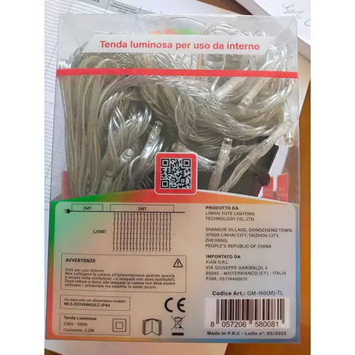 Foto do aviso oficial: GINMA Tenda luminosa led Corrente de iluminação — risco: Choque elétrico & Incêndio