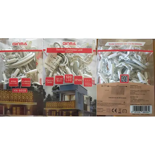 Photo de l’avis officiel: GINMA 120 Led Chaîne d'éclairage — risque: Choc électrique & Incendie