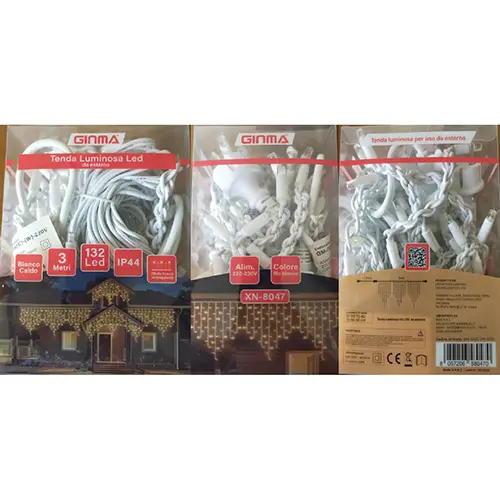 Photo de l’avis officiel: GINMA 132 led Chaîne d'éclairage — risque: Choc électrique & Incendie