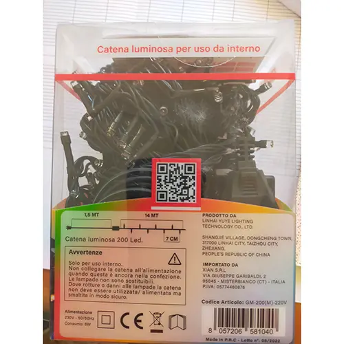 Foto do aviso oficial: GINMA 200 Led Corrente de iluminação — risco: Choque elétrico & Incêndio (SR/00797/25)
