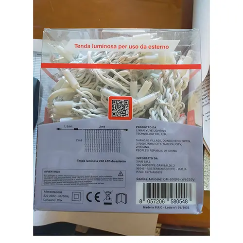 Photo de l’avis officiel: GINMA 200 Led Chaîne d'éclairage — risque: Choc électrique & Incendie (SR/00801/25)