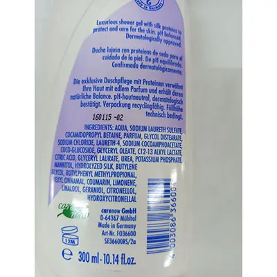 Photo de l’avis officiel: Algemarin PERFUME SHOWER GEL Gel douche — risque: Risque chimique