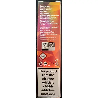 Photo de l’avis officiel: CRYSTAL Jewels 4500 SUNSTONE Cigarette électronique jetable — risque: Risque chimique