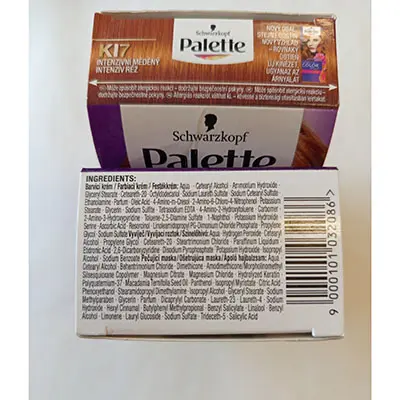 Photo de l’avis officiel: Schwarzkopf Palette LONG-LASTING INTENSITY, PERMANENT, KI7, 8-77, 3x CARE Teinture capillaire — risque: Risque chimique
