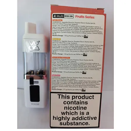 Photo de l’avis officiel: VOOM 4 Multi 2400puffs Cigarette électronique jetable — risque: Risque chimique