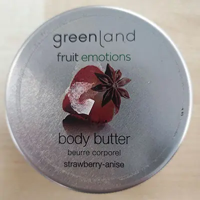 Photo de l’avis officiel: Greenland fruit emotions strawberry-anise Beurre corporel — risque: Risque chimique