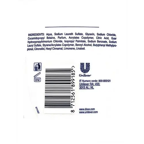 Photo de l’avis officiel: Dove Bagnoschiuma di bellezza idratante Mousse de bain — risque: Risque chimique