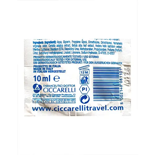 Photo de l’avis officiel: Dottor Ciccarelli Igiene piede - Gel Relax - Senza alcool - Azione rinfrescante defaticante Gel pour les pieds — risque: Risque chimique