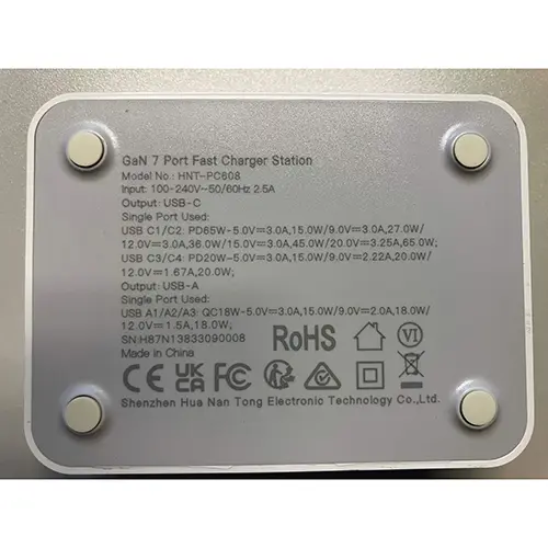 Foto uit de officiële melding: Avatcen GaN 7 Port Fast Charger Station USB-oplader — risico: Elektrische schok & Brand