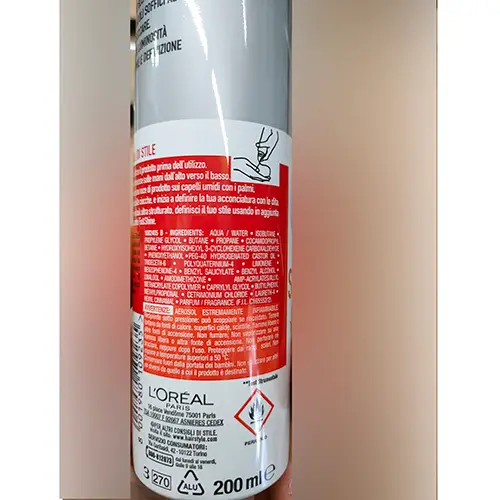Photo de l’avis officiel: L'OREAL PARIS STYLE&amp;SHINE Mousse de cheveux — risque: Risque chimique