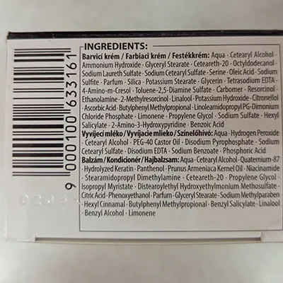 Foto uit de officiële melding: syoss PROFESSIONAL PERFORMANCE PERMANENT COLORATION Haarverf — risico: Chemische risico's
