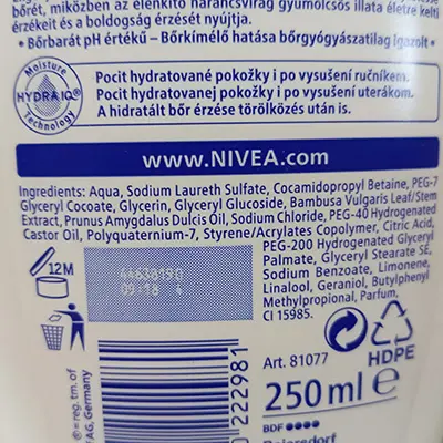 Photo de l’avis officiel: Nivea happy time Gel douche — risque: Risque chimique