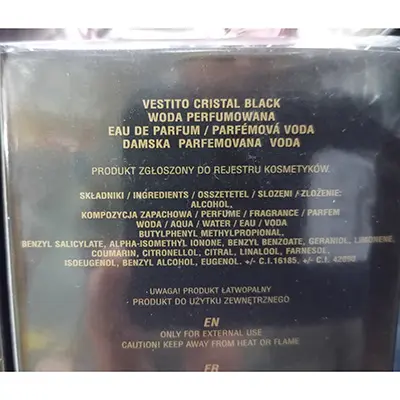 Photo de l’avis officiel: LUXURE PARFUMES VESTITO CRISTAL BLACK — risque: Risque chimique