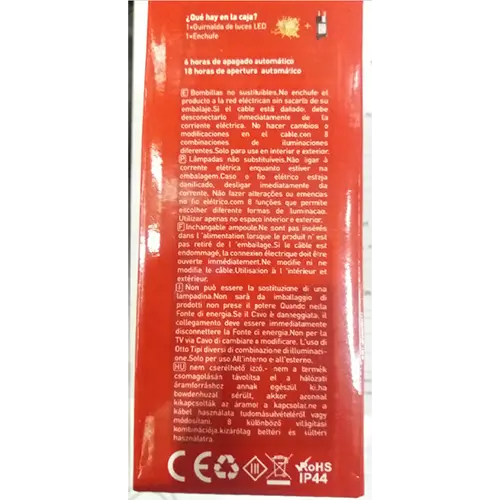 Foto do aviso oficial: Luz Europa GUIRNALDA 11 COMBINACIONES Corrente de iluminação — risco: Queimaduras & Incêndio