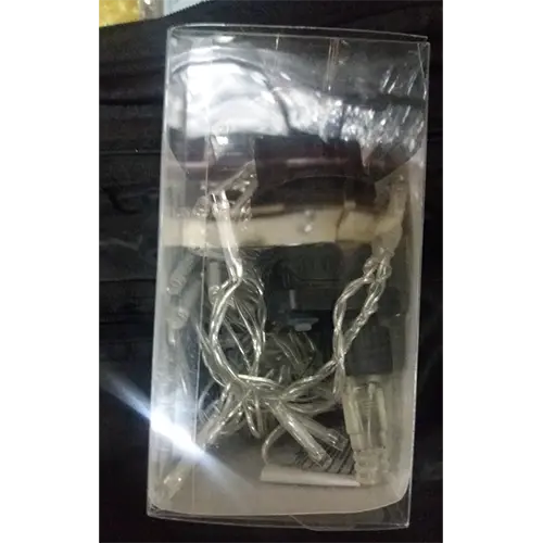 Photo from the official notice: XING GUANG LED EXTERIOR BLANCO lighting chain — burns & fire risk