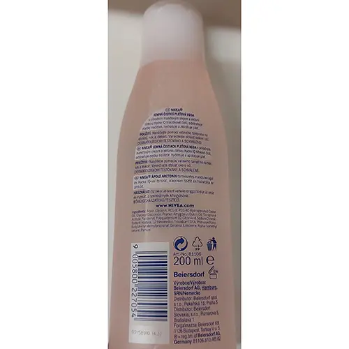 Photo de l’avis officiel: Nivea Nourishing Face Toner Tonifiant pour le visage — risque: Risque chimique