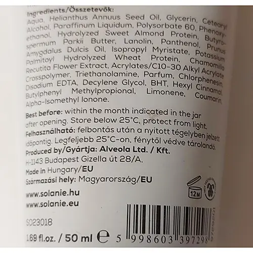 Photo de l’avis officiel: Solanie So Fine Crème pour les mains — risque: Risque chimique