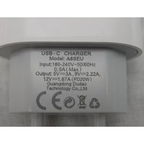 Photo de l’avis officiel: Dudao USB C Charger Chargeur USB — risque: Choc électrique
