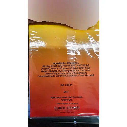 Photo de l’avis officiel: Biblos Energy Eau de toilette — risque: Risque chimique