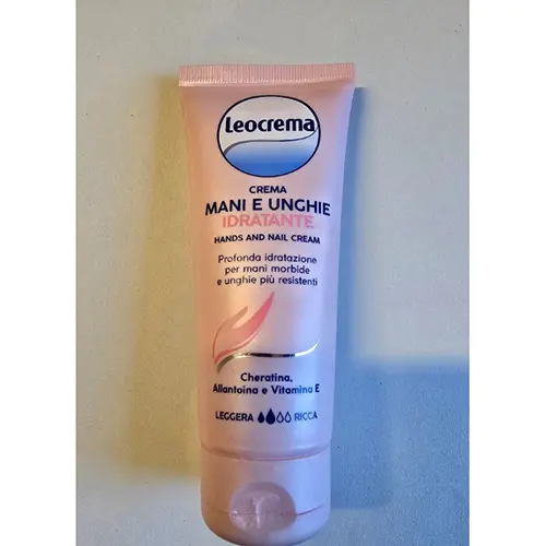 Foto uit de officiële melding: Leocrema Crema mani e unghie idratante Handcrème — risico: Chemische risico's