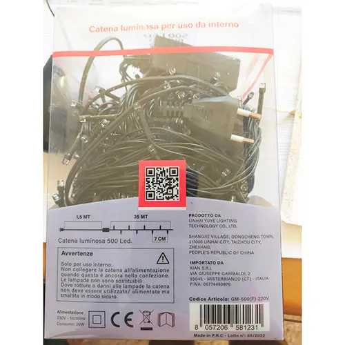 Foto do aviso oficial: GINMA 500 Led Corrente de iluminação — risco: Choque elétrico & Incêndio (SR/01240/25)