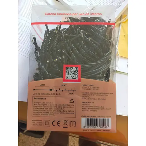 Foto do aviso oficial: GINMA 500 Led Corrente de iluminação — risco: Choque elétrico & Incêndio (SR/01240/25)