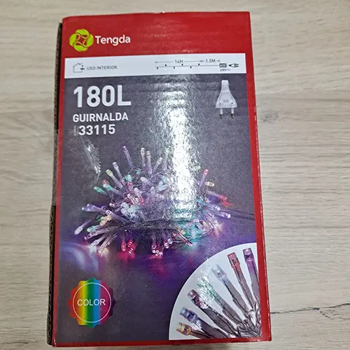 Photo de l’avis officiel: Tengda 180L GUIRNALDA Chaîne d'éclairage — risque: Brûlures & Choc électrique
