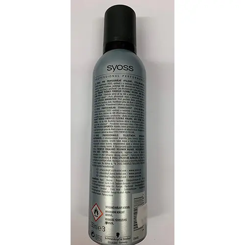 Photo de l’avis officiel: syoss Fiber Flex Flexible Volume Mousse de cheveux — risque: Risque chimique